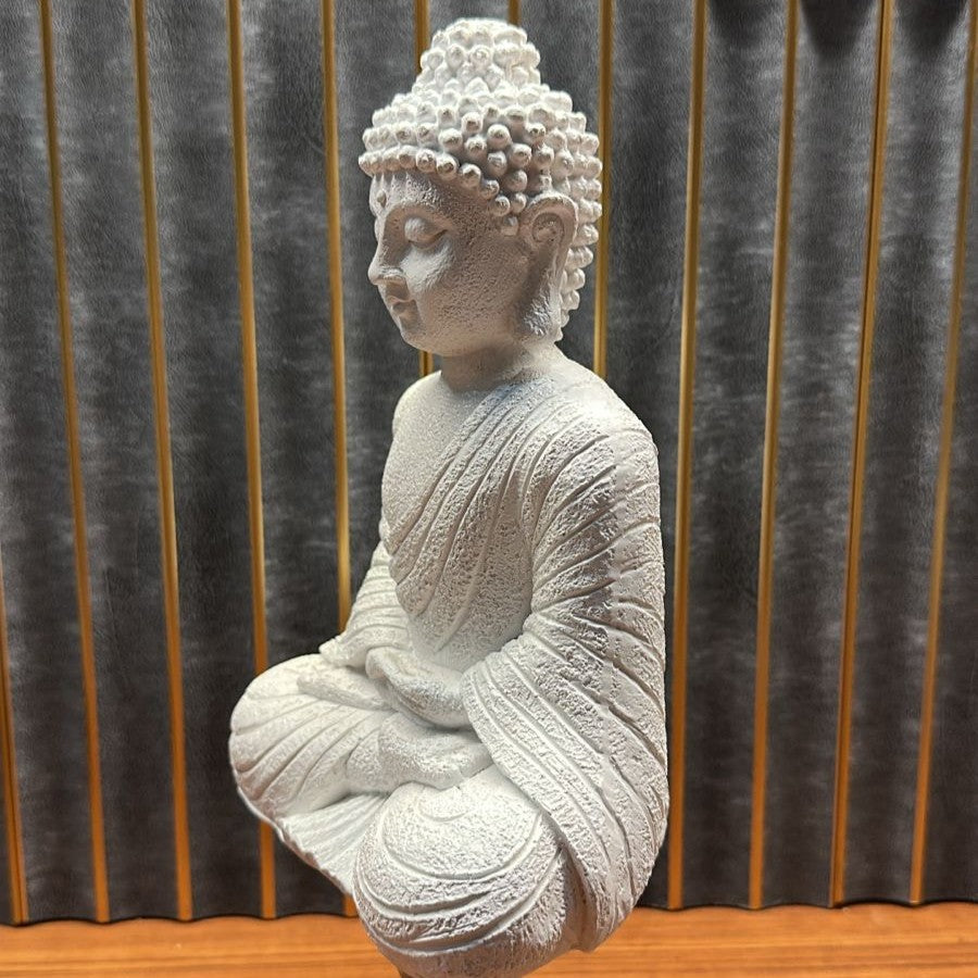 Meditating Buddha Aquarium Decoration (21 x 15 cm) – White Zen Ornament - 2
