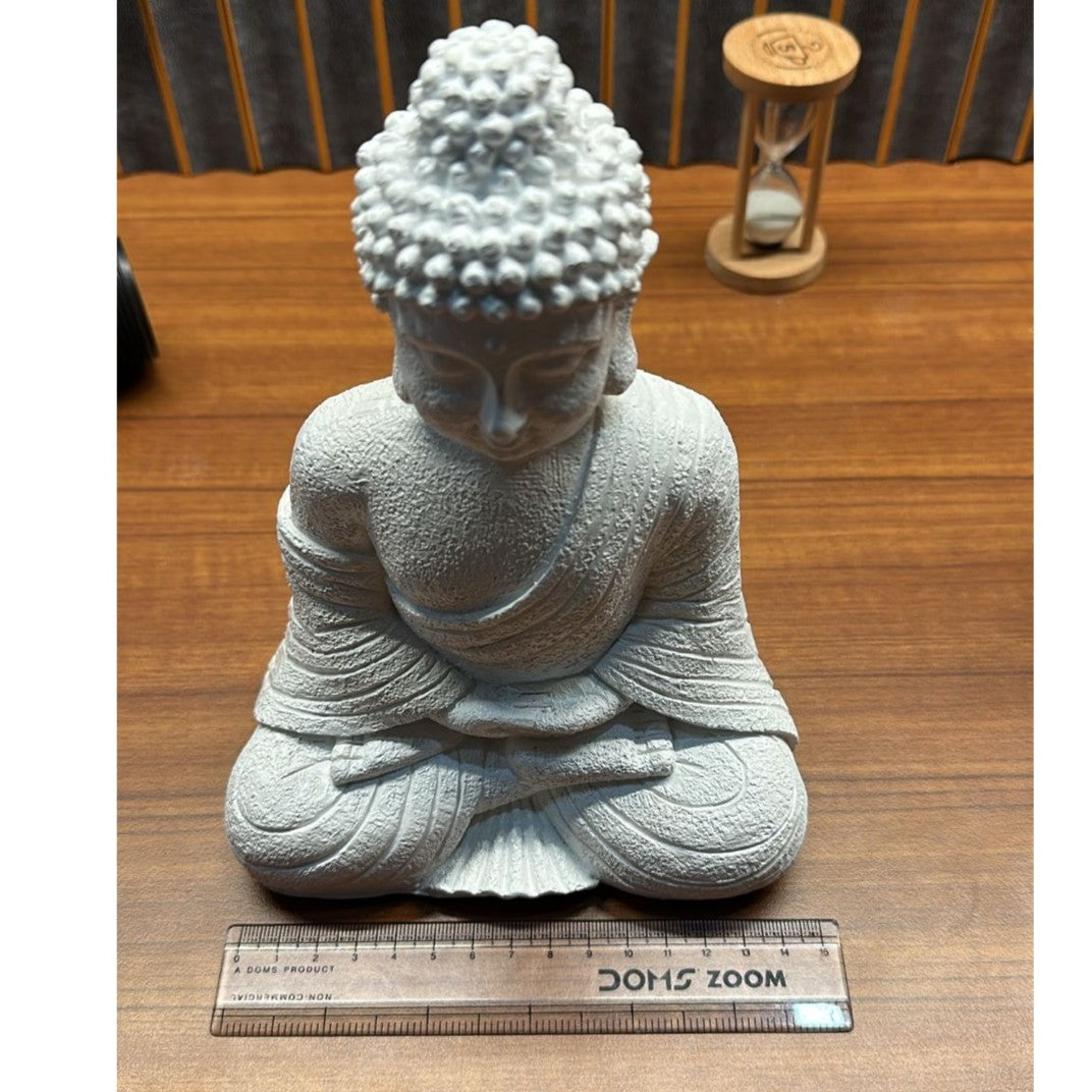 Meditating Buddha Aquarium Decoration (21 x 15 cm) – White Zen Ornament - 3