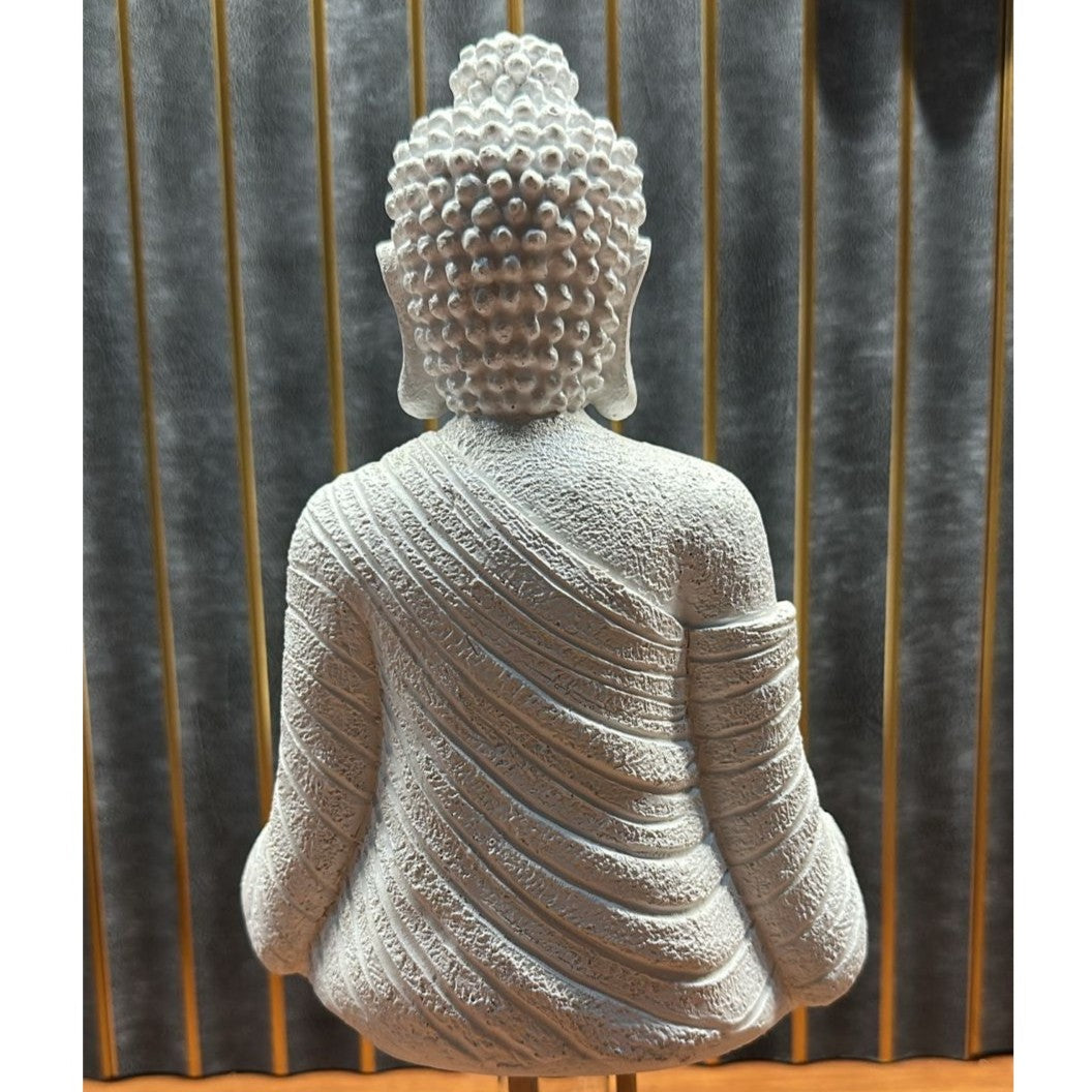 Meditating Buddha Aquarium Decoration (21 x 15 cm) – White Zen Ornament - 4