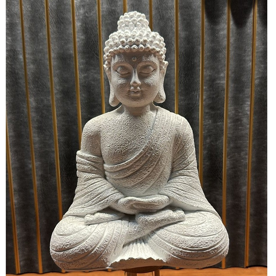 Meditating Buddha Aquarium Decoration (21 x 15 cm) – White Zen Ornament - 5