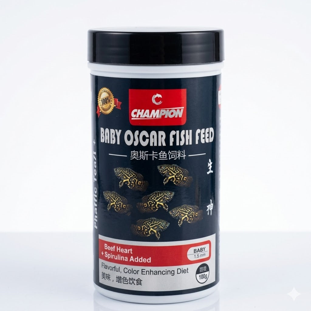 Champion Baby Oscar Fish Feed 100 grams Bottle
