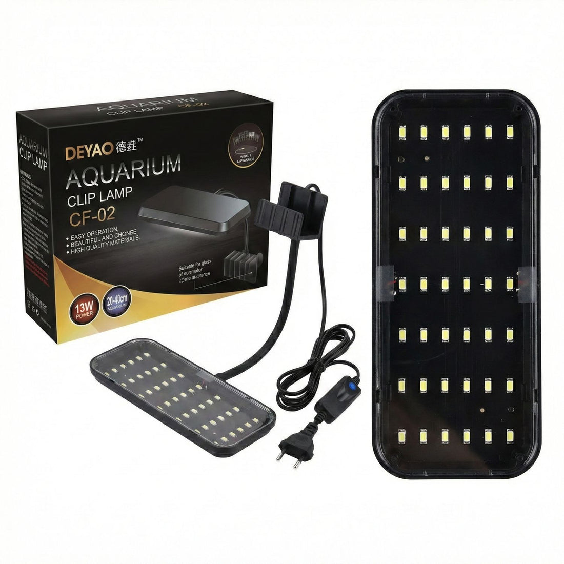 Deyao CF-02 Aquarium LED Clip Lamp (13W) – High CRI Light for 20-40cm Tanks