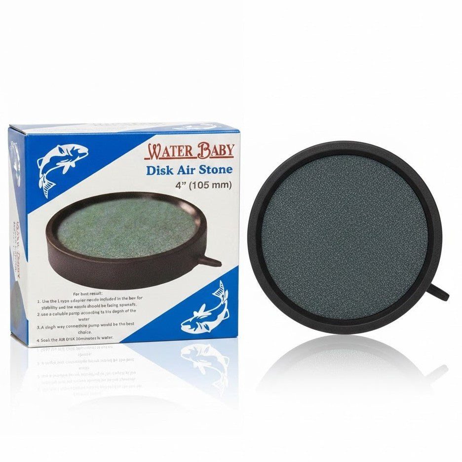 Water Baby 4-Inch Disk Air Stone (105mm) – High-Output Round Aquarium Aerator