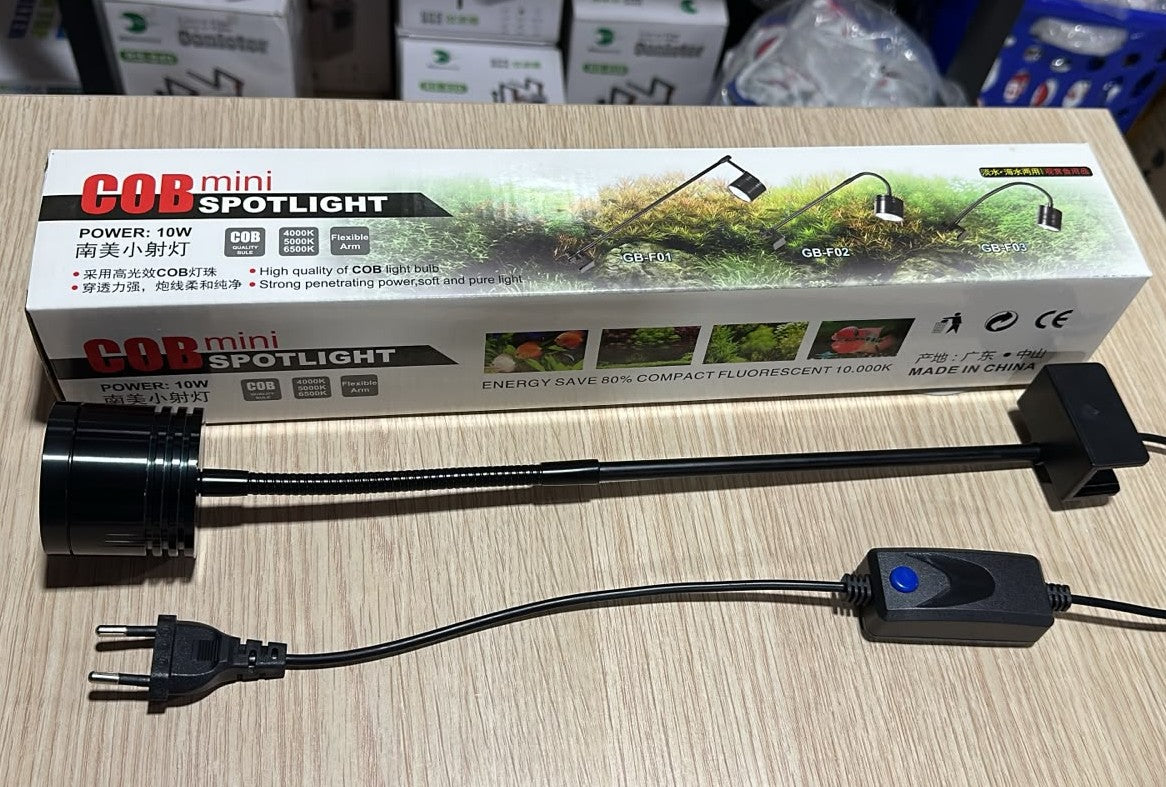 GB-F02 COB Mini Spot Light for Aquarium (10W, 3-Color Adjustable)