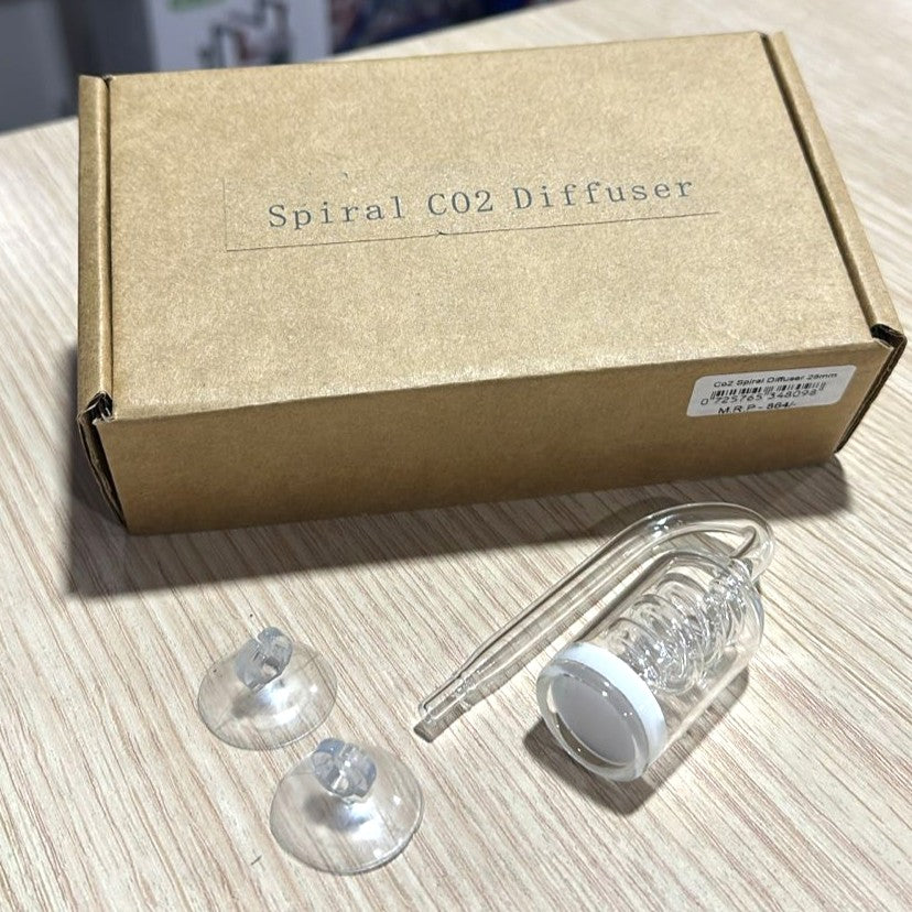 Premium Spiral Glass CO2 Diffuser (18mm) with Built-In Bubble Counter