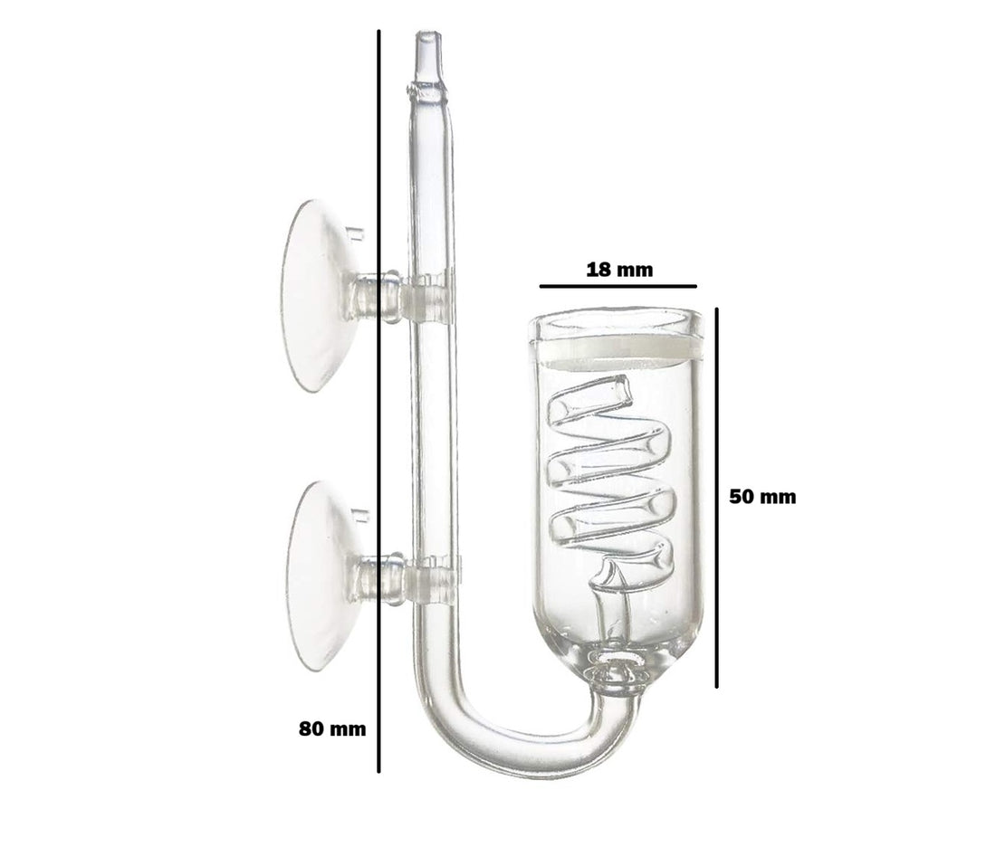 Premium Spiral Glass CO2 Diffuser (18mm) with Built-In Bubble Counter