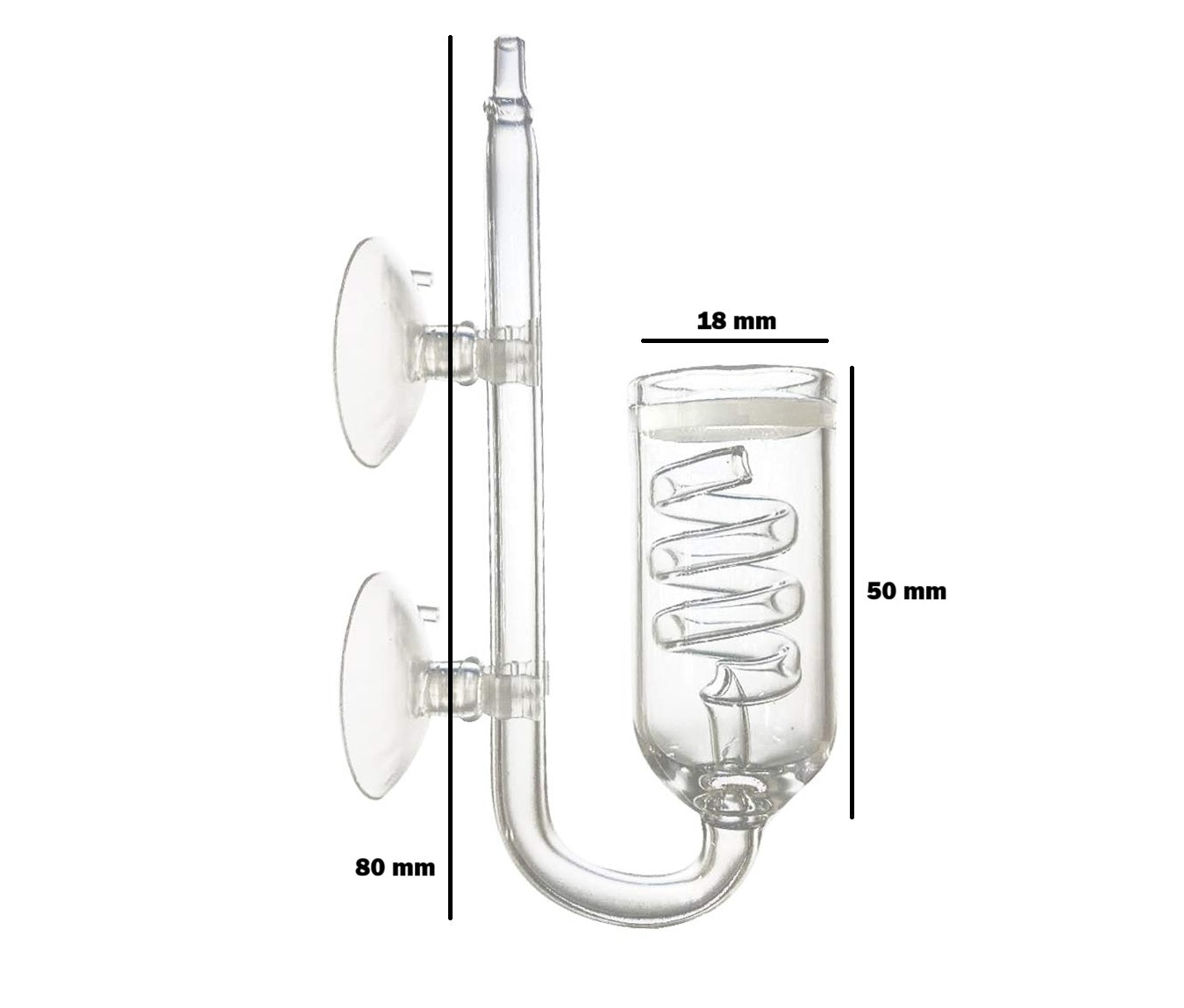 Premium Spiral Glass CO2 Diffuser (18mm) with Built-In Bubble Counter