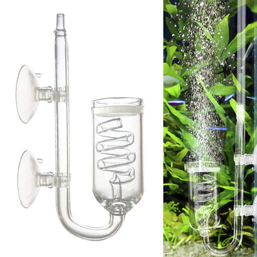 Premium Spiral Glass CO2 Diffuser (18mm) with Built-In Bubble Counter