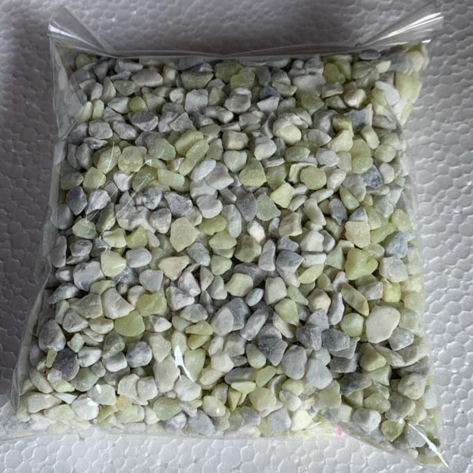 Green color pebbles | chips 4 to 8 mm size for Aquarium Decoration 1 kg packet