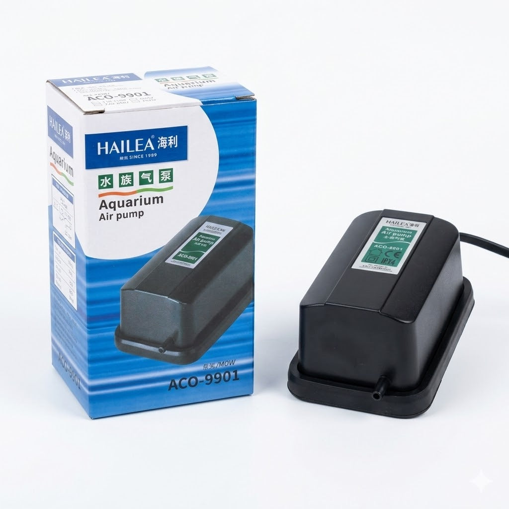 Hailea ACO-9901 Aquarium Air Pump (2.0W) – 1.3 L/Min Single Outlet Oxygenator