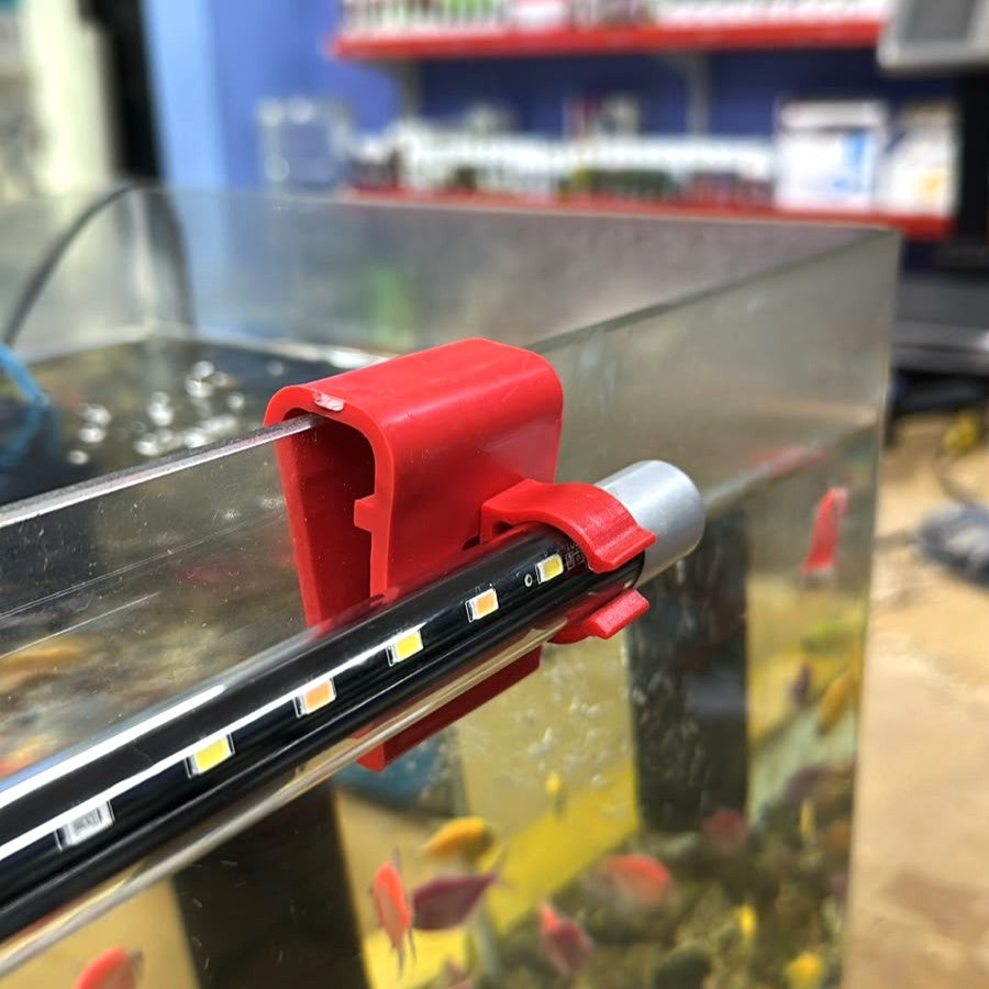 Plastic Aquarium Holder Multi-Purpose - Red Color - Clip for LED Lights & Hoses