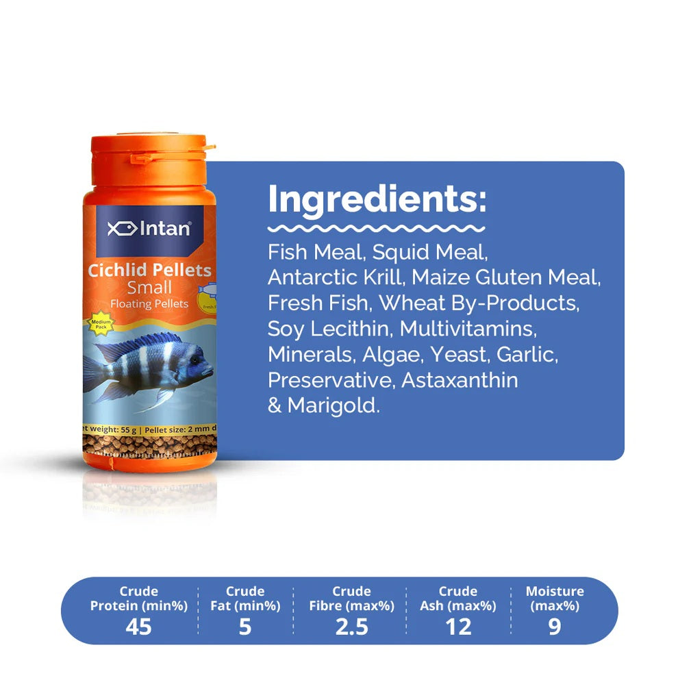 Intan Cichlid Pellets 2mm size Fish feed 145 gram bottle - 5