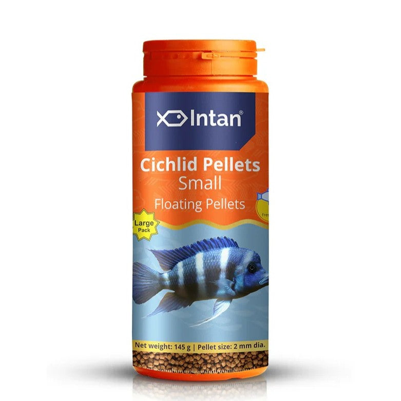 Intan Cichlid Pellets 2mm size Fish feed 145 gram bottle