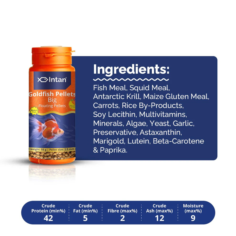 Intan Goldfish Pellets Big 2.5 mm 55 grams bottle - 6