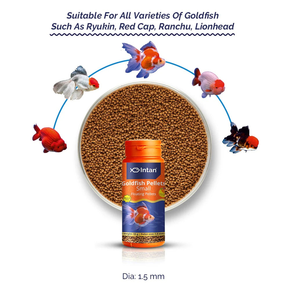 Intan Goldfish Pellets Small 1.5 mm 55 gram bottle - 7