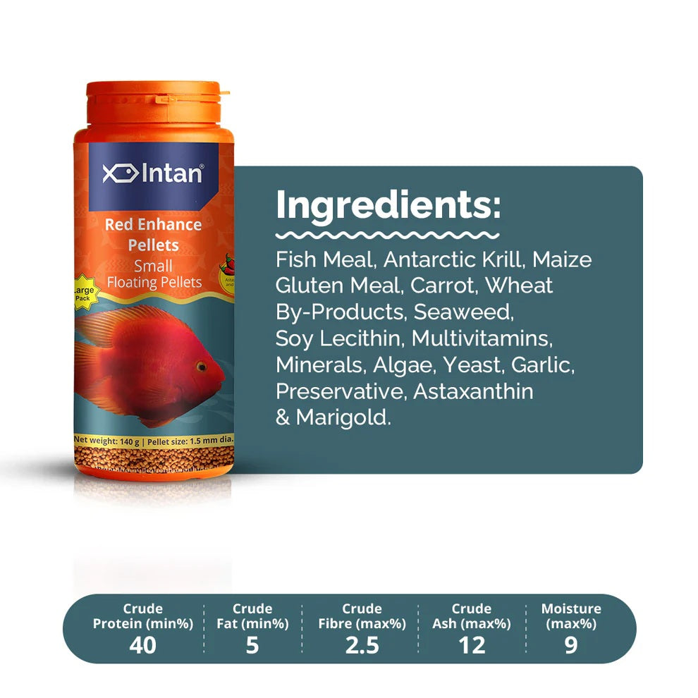 Intan Red Enhance 1.5 mm small Pellets 140 gram bottle - 6