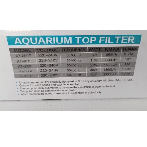 Koi Toi KT603F  3 in 1 Aquarium Top Filter 30 W - 5
