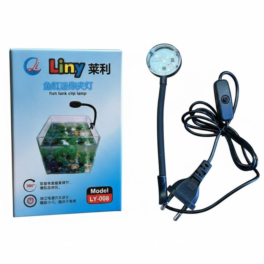 Liny LY-008 Mini Aquarium Clip Lamp (3W) – 360° Flexible LED Light