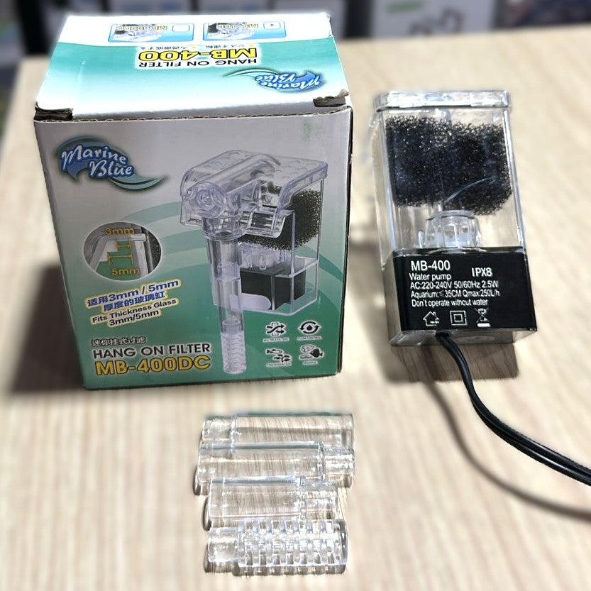 Marine Blue MB-400 Mini Hang-On Aquarium Filter (2.5W, 250 L/H)