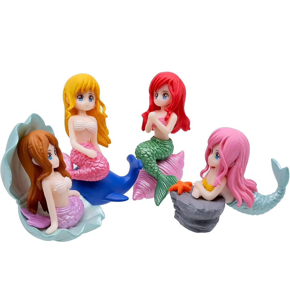 Miniature Mermaid Cute Resin Toy for Aquarium Fish Tank Decoration (Assorted)
