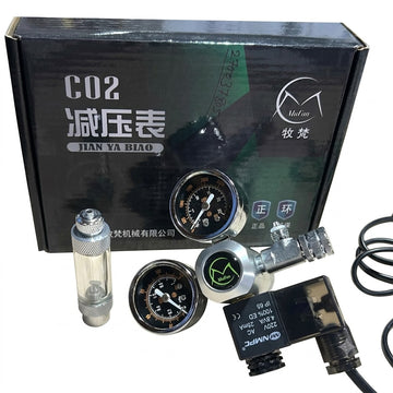 Mufan CO2 Dual Gauge Regulator With Solenoid & Bubble Counter