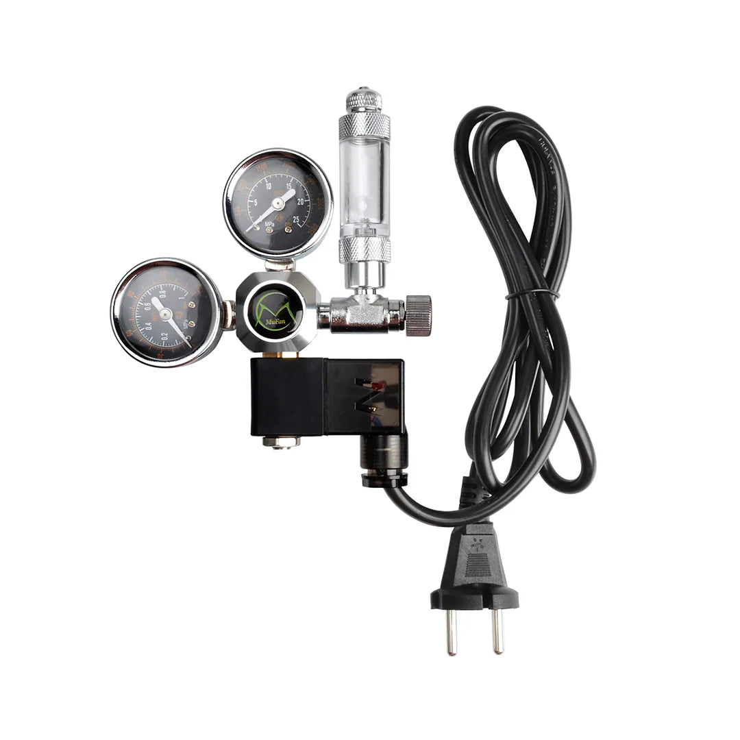 Mufan CO2 Dual Gauge Regulator With Solenoid & Bubble Counter