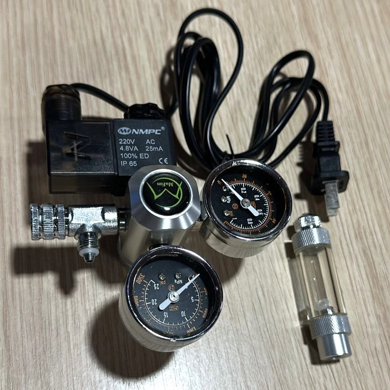 Mufan CO2 Dual Gauge Regulator With Solenoid & Bubble Counter