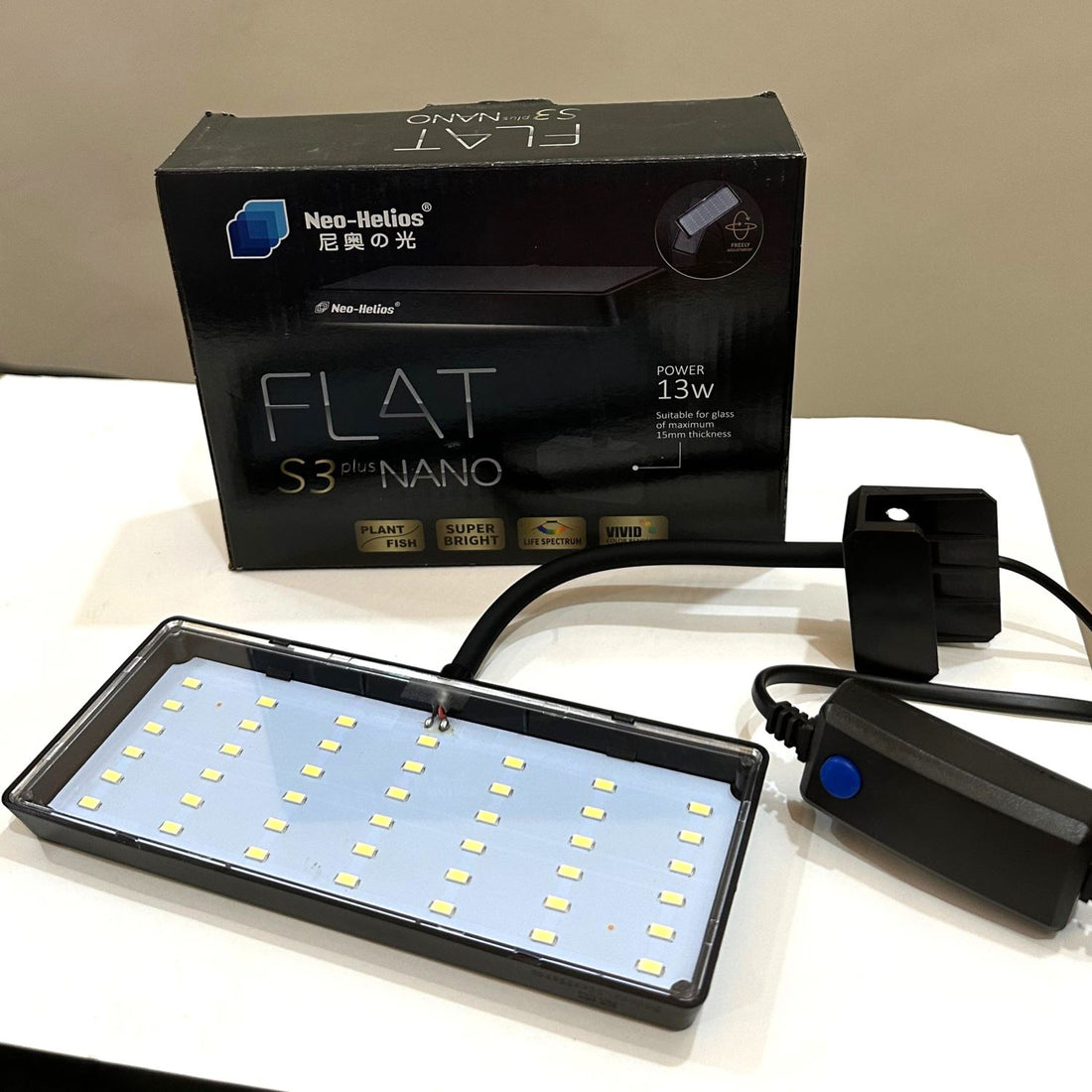 Neo Helios Flat Nano S3 Plus 13W Full Spectrum LED Light for Planted Aquarium