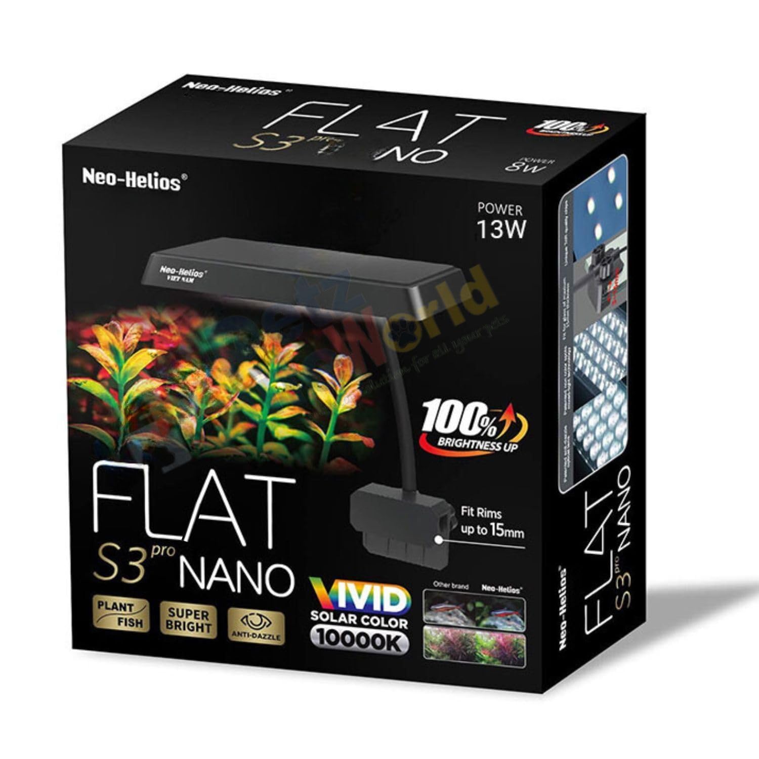 Neo Helios Flat Nano S3 Pro+ 13W Full Spectrum 10000K LED Light for Planted Aquarium