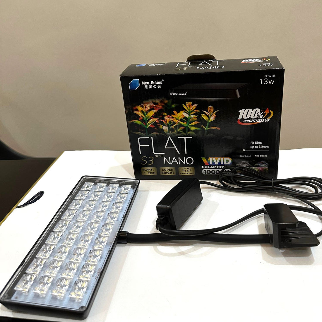 Neo Helios Flat Nano S3 Pro+ 13W Full Spectrum 10000K LED Light for Planted Aquarium
