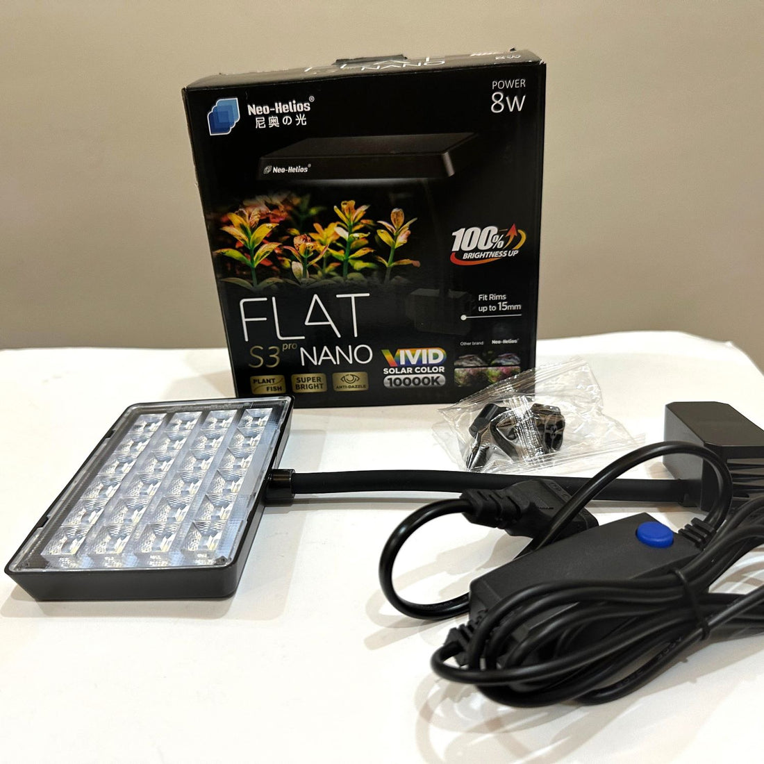 Neo Helios Flat Nano S3 Pro 8W Full Spectrum 10000K LED Light for Planted Aquarium