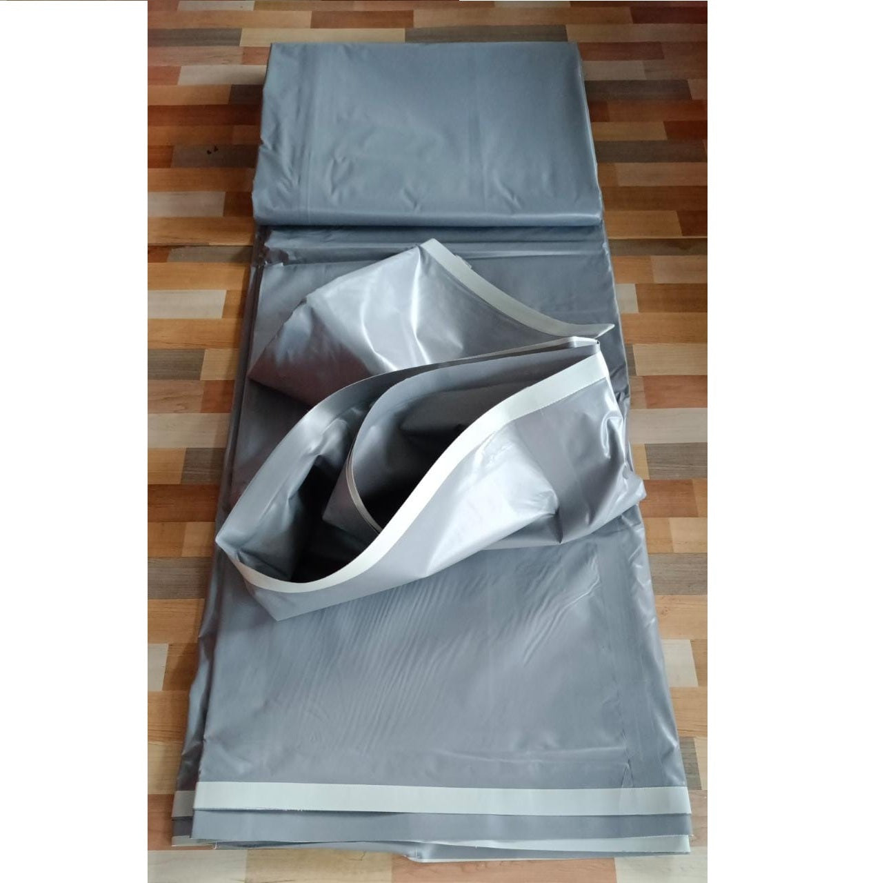 7 x 5 meter 350 GSM Rectangular PVC Coated Nylon Grey color Sheet for Fish Pond - 3