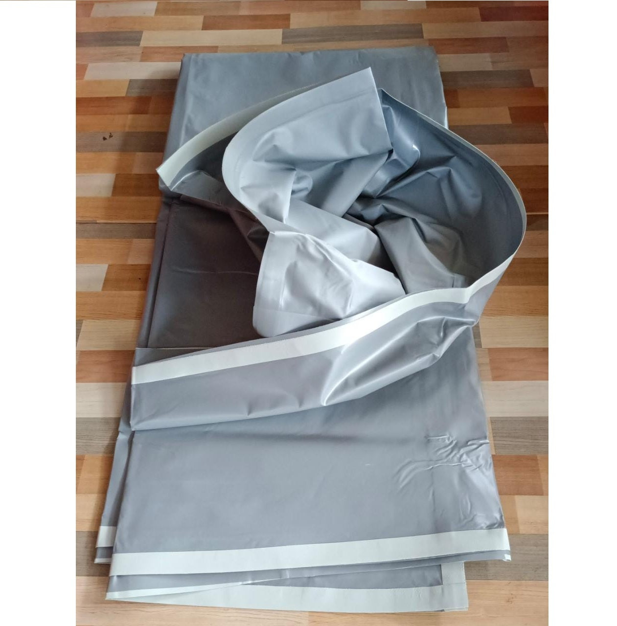 6 x 4 meter 350 GSM Rectangular PVC Coated Nylon Grey color Sheet for Fish Pond - 3