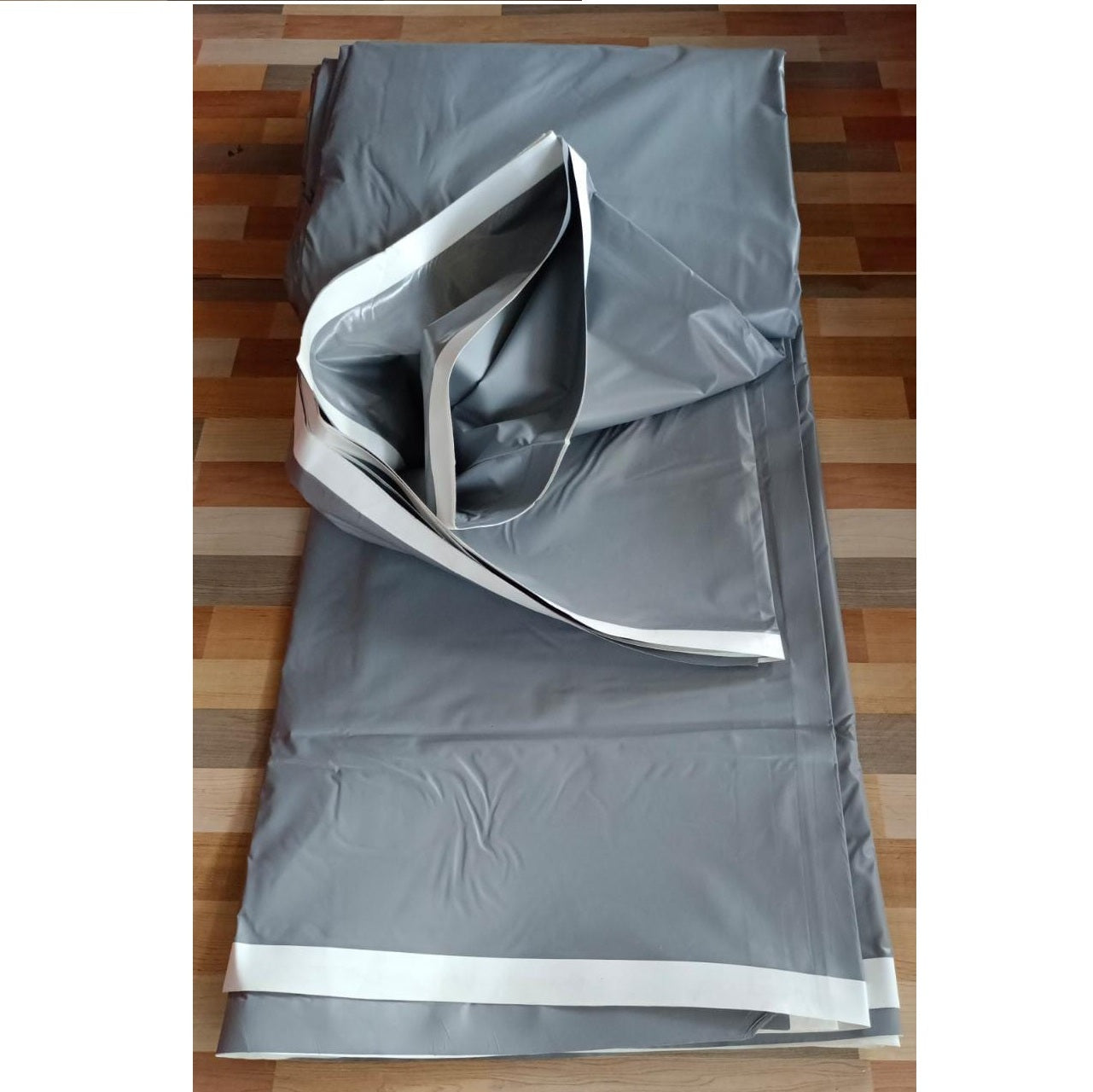 9 x 6 meter 350 GSM Rectangular PVC Coated Nylon Grey color Sheet for Fish Pond - 4