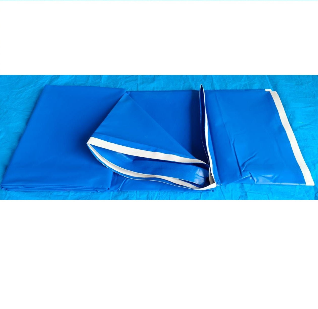 5 x 3 meter 350 GSM Rectangular PVC Coated Nylon Blue color Sheet for Fish Pond - 4