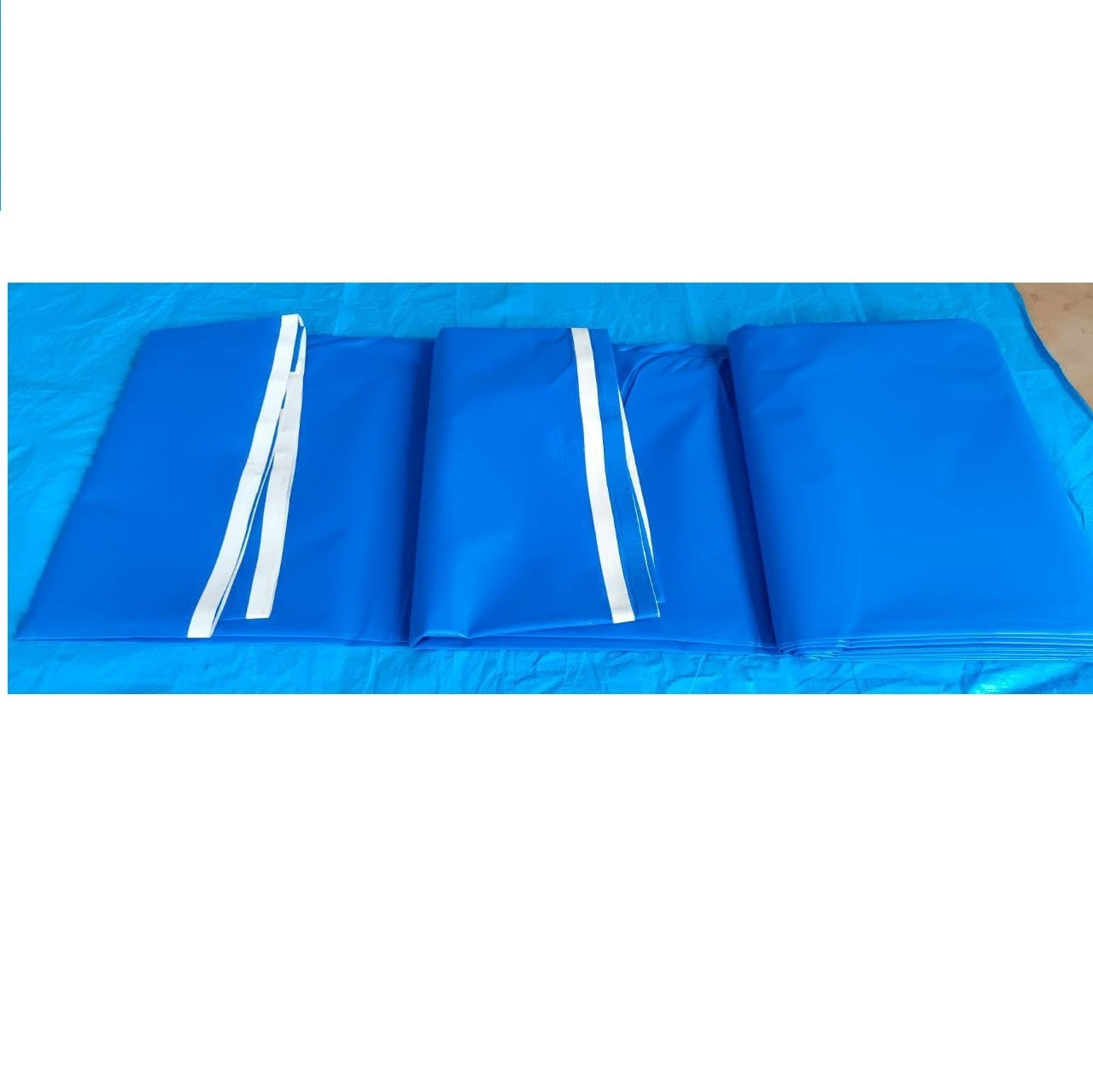6 x 4 meter 350 GSM Rectangular PVC Coated Nylon Blue color Sheet for Fish Pond - 3
