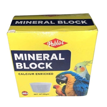 Pablo's Mineral Block 100% Natural Calcium Enriched Bird Supplement 60 grams