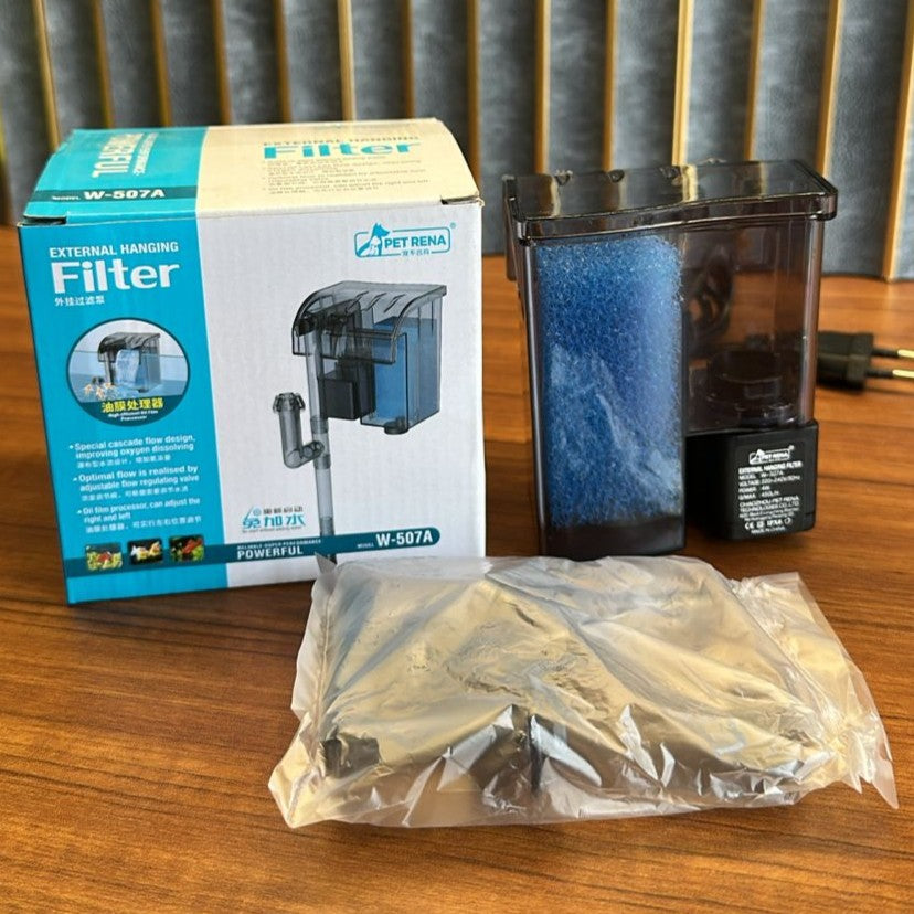 Pet Rena W-507A Aquarium Hang-On Filter (4W) – 450L/H Waterfall Filter with Surface Skimmer