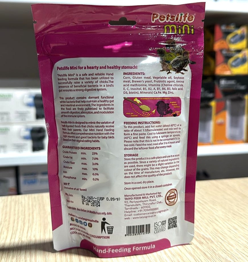 Petslife Mini Hand-Feeding Formula for Baby Birds (180g Pouch)