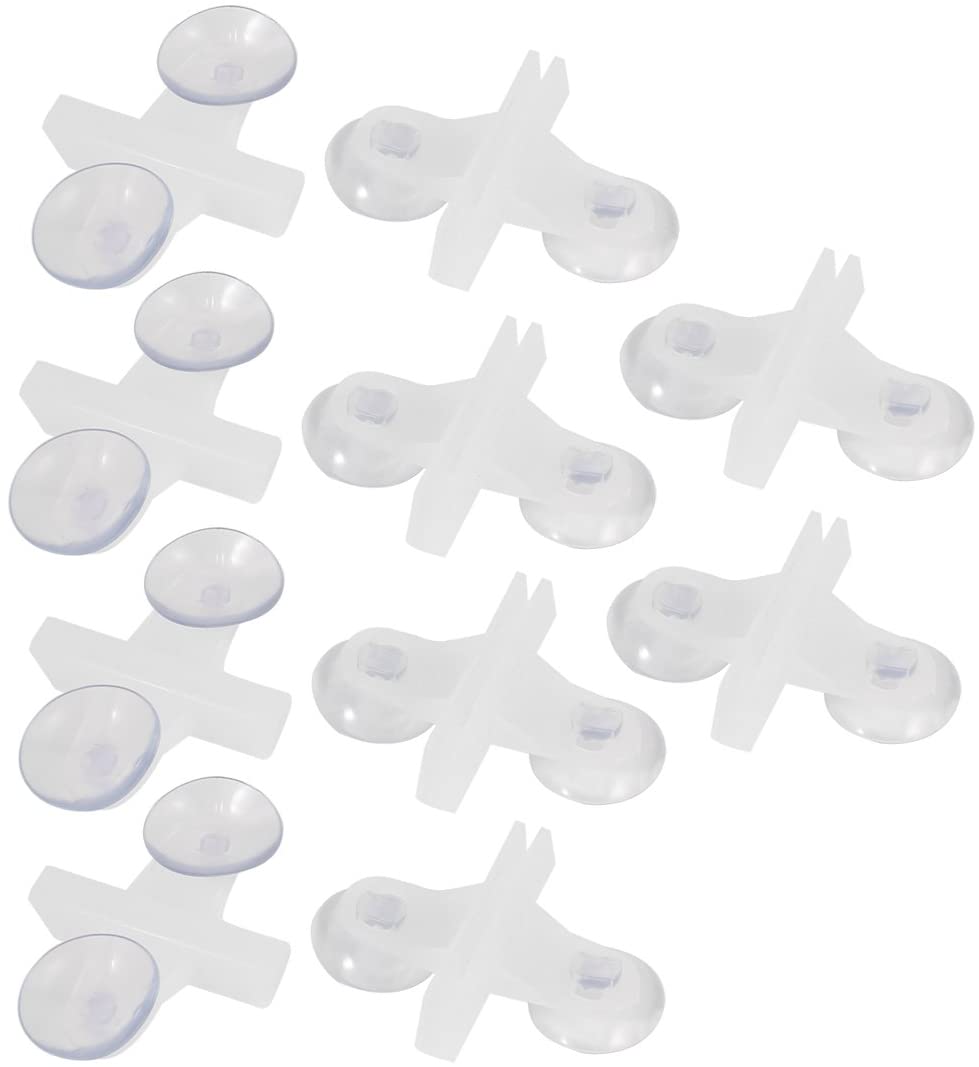Plastic Dual Suction Cup Fish Tank Divider Sheet Holder Clip White