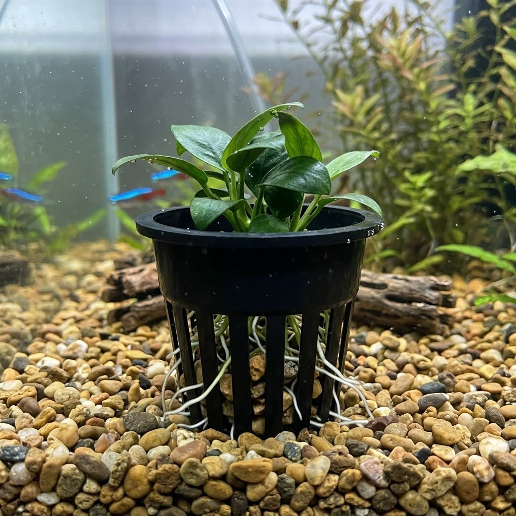 Premium Plastic Aquatic Plant Basket (5 cm) – Black color