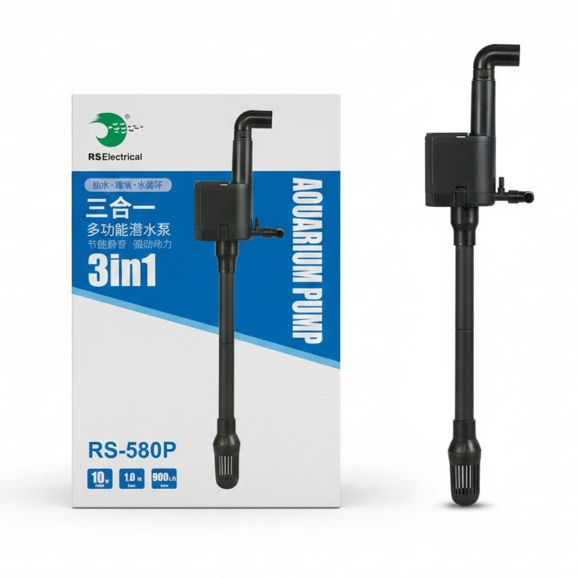 RS Electrical RS-580P Aquarium Submersible Pump (10W) – 900L/H 3-in-1 Powerhead