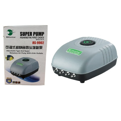 RS Electrical RS-9902 Adjustable Type Aquarium Air Pump 8 Watts | 4 Outlets