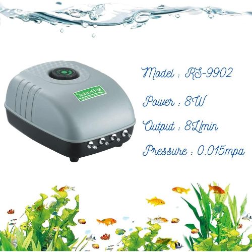 RS Electrical RS-9902 Adjustable Type Aquarium Air Pump 8 Watts | 4 Outlets
