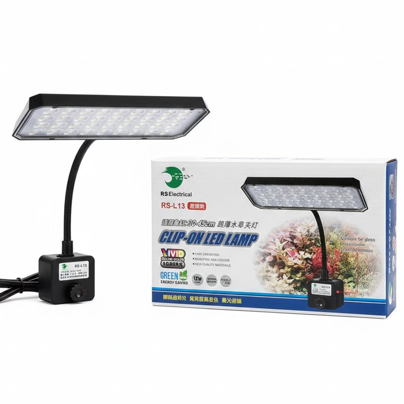 RS Electrical RS-L13 Clip-On LED Lamp (12W) – 10000K High-Brightness Aquarium Light