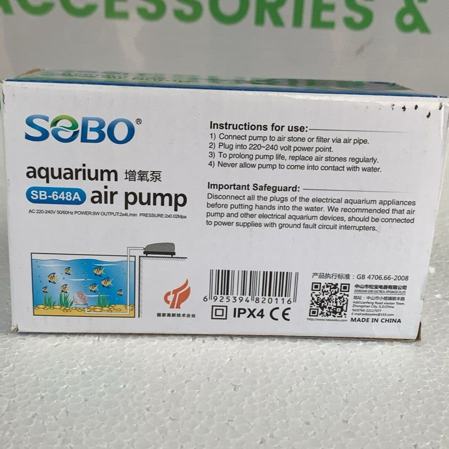 SOBO SB-648A Aquarium Air Pump 2-way 5 Watts - 4