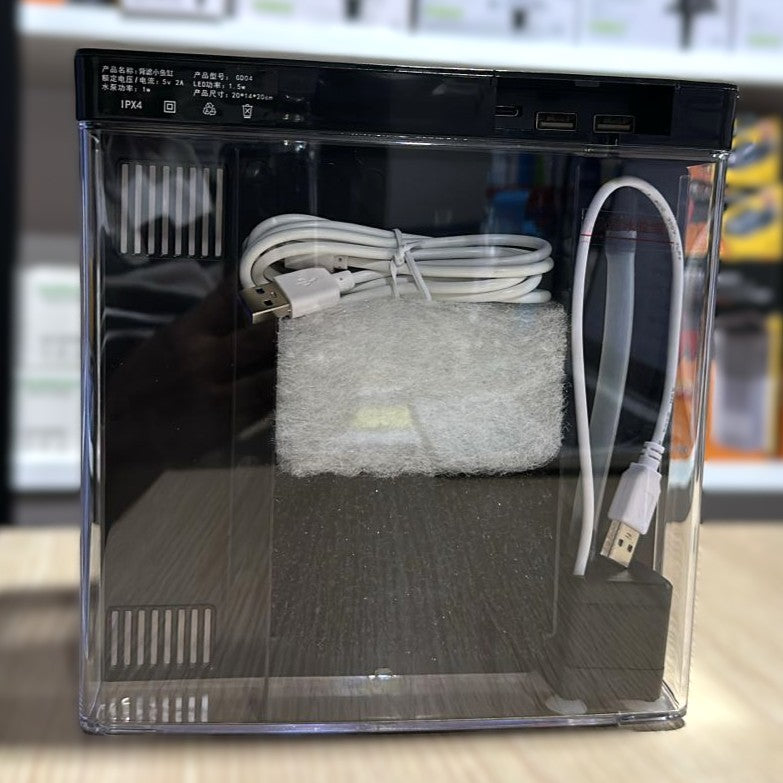 SQG Mini Back Filter Desktop Fish Tank with LED Light (20 x 14 x 20 cm)