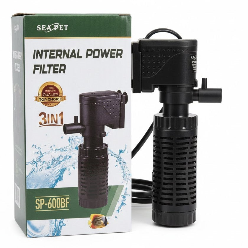 Sea Pet SP-600BF Aquarium Internal Filter (6W) – 500L/H 3-in-1 Power Filter