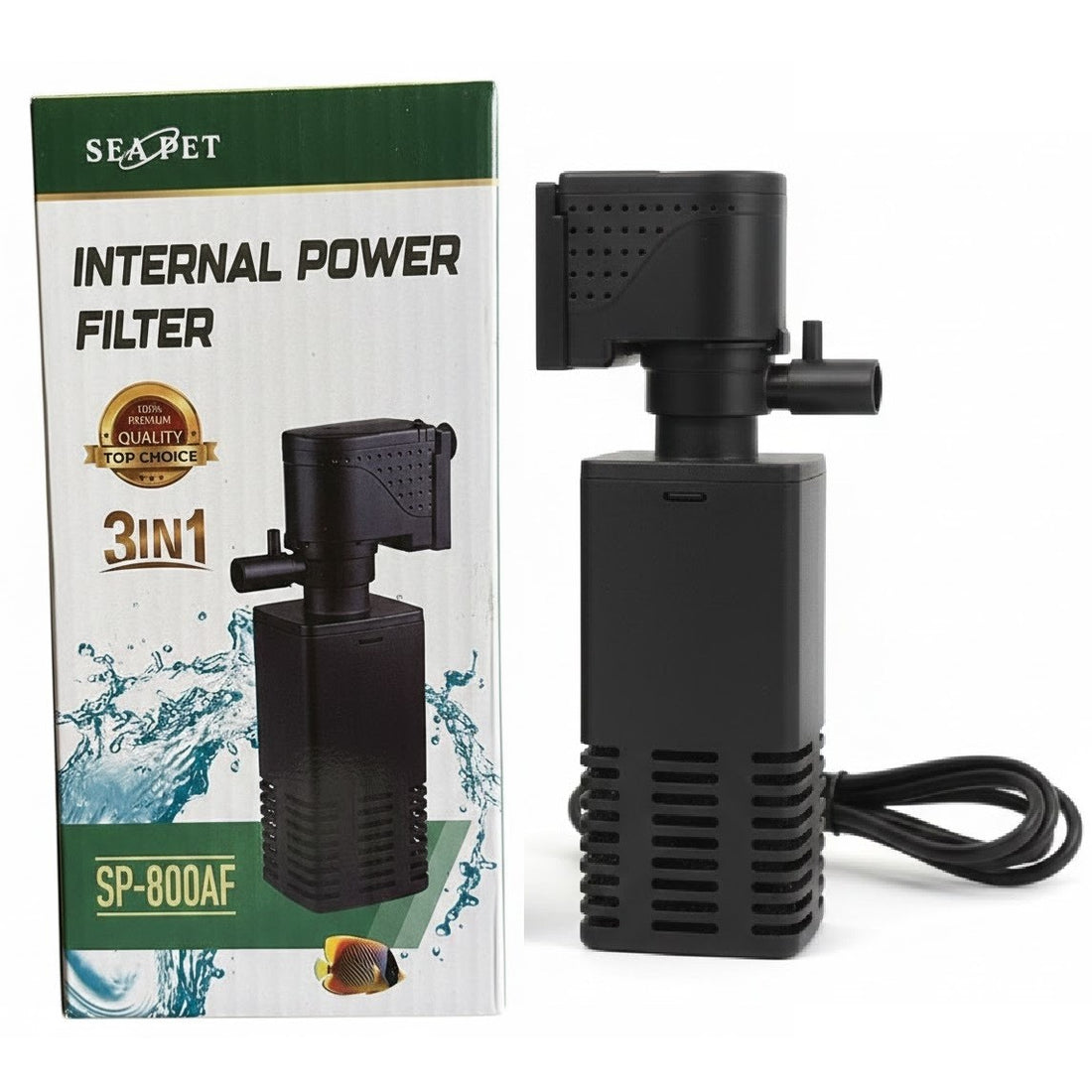 Sea Pet SP-800AF Aquarium Internal Filter (8W) – 600L/H 3-in-1 Power Filter