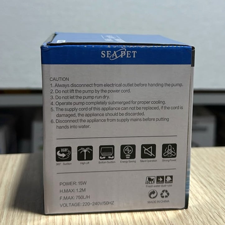 Sea Pet SP-9015 Bottom Suction Pump For Aquariums 15W - 750 L/H
